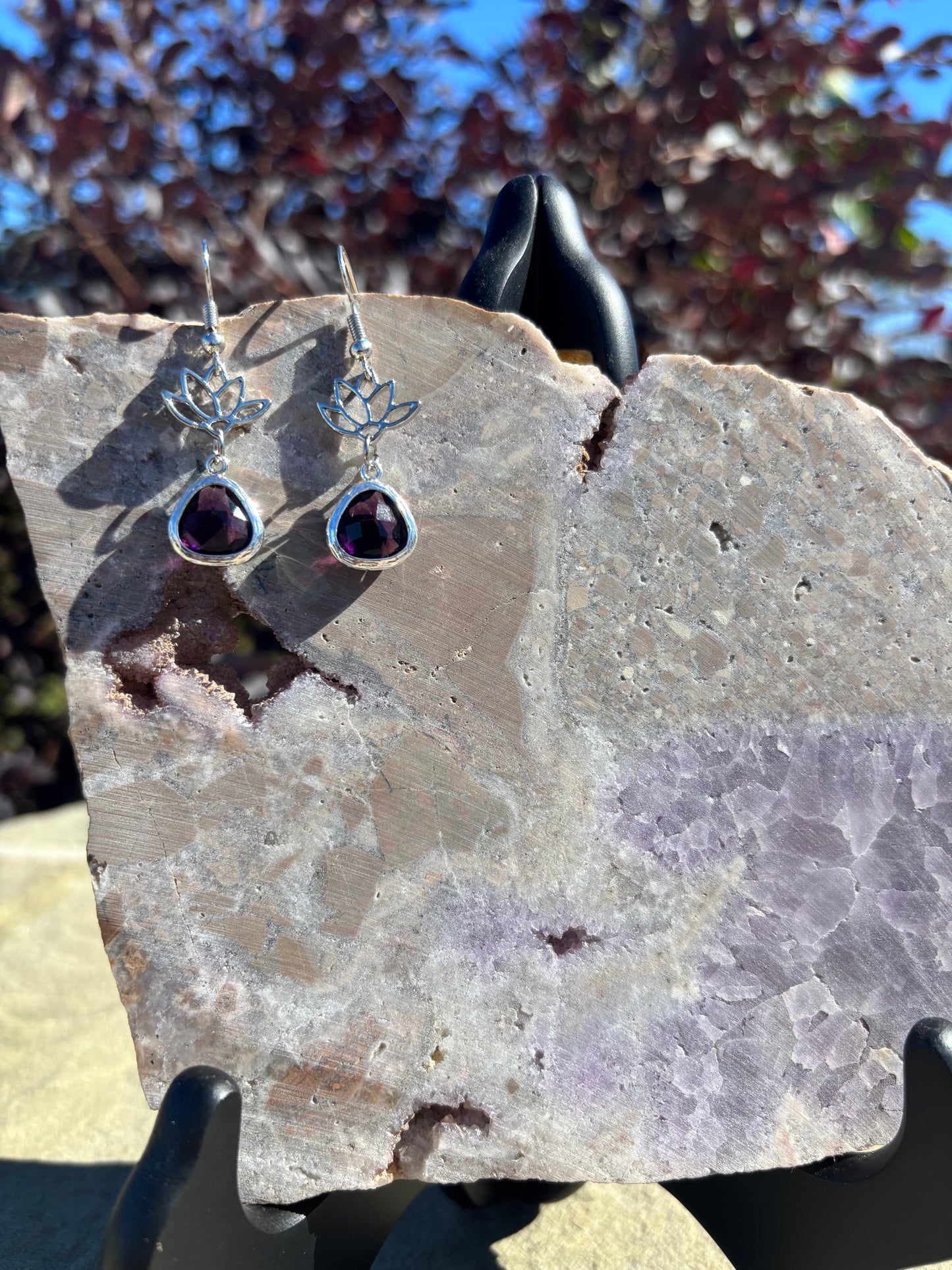 Amethyst floral earrings