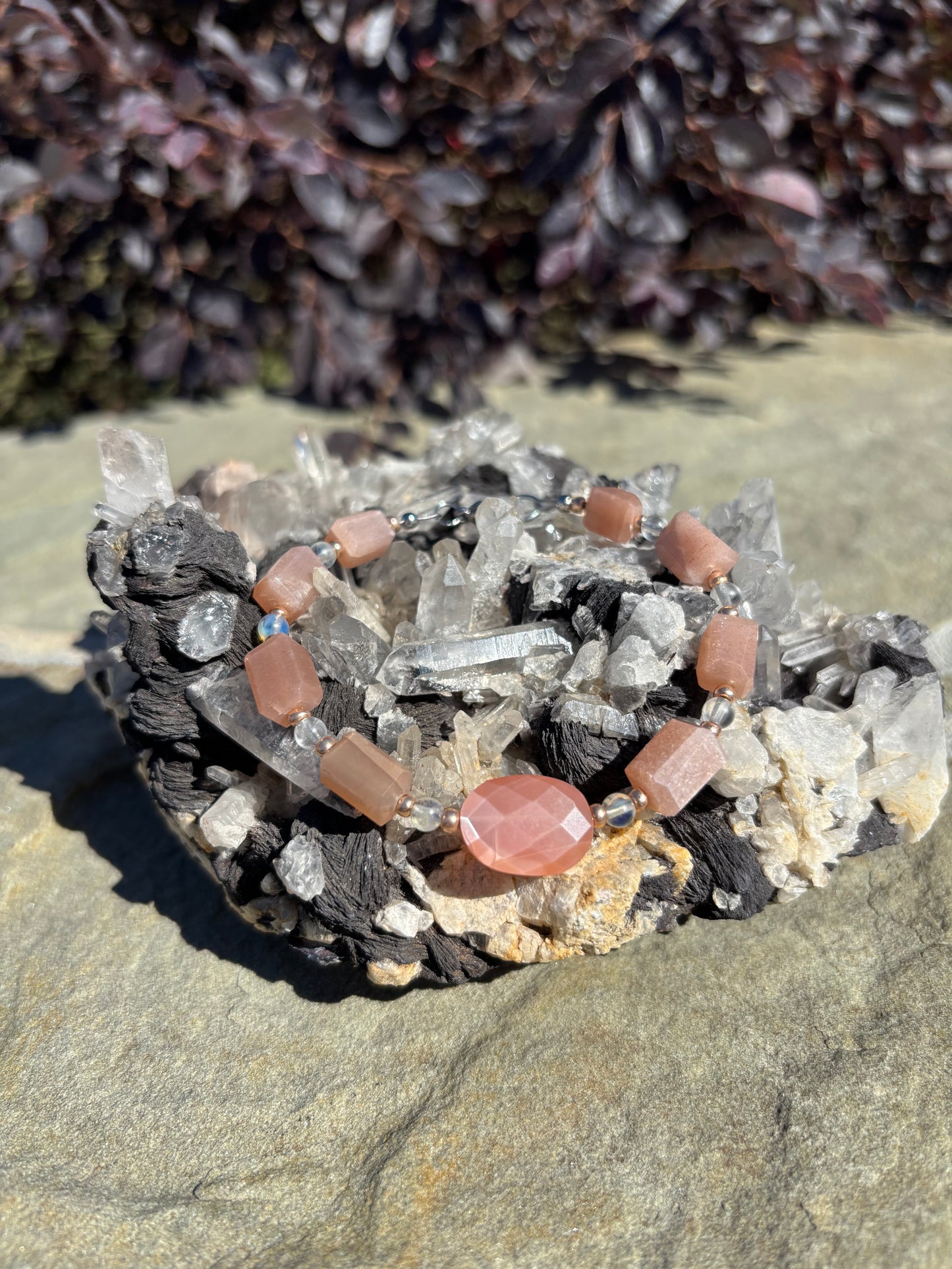 Peach moonstone bracelet