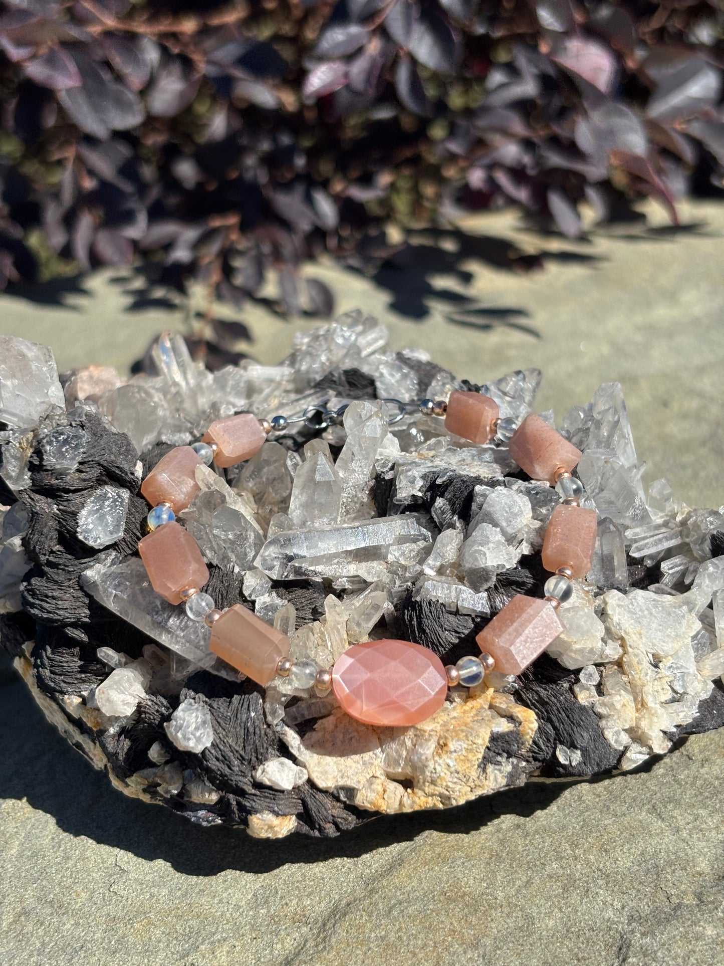 Peach moonstone bracelet