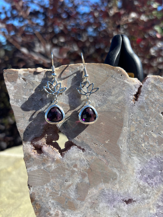 Amethyst floral earrings