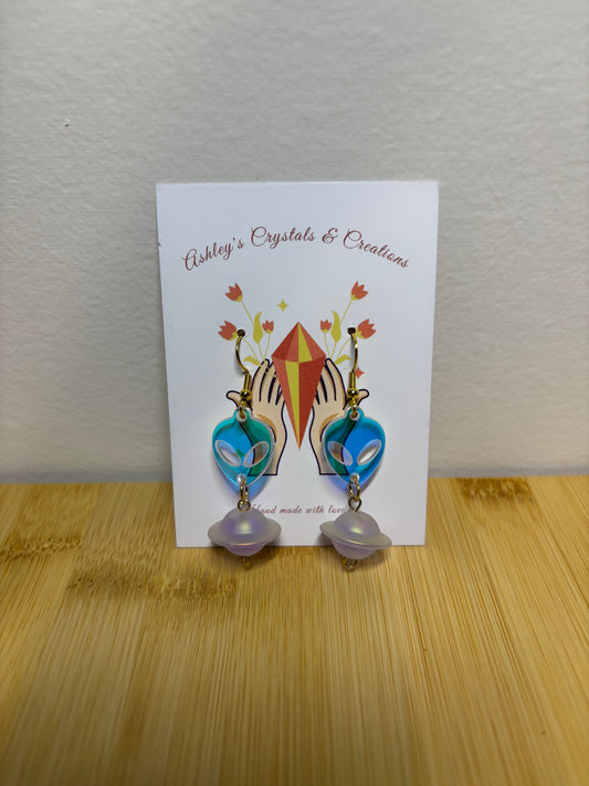 Alien spaceship earrings